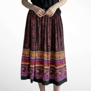 Michele Leslie Pullon Elastic Waist Multi Print Skirt
